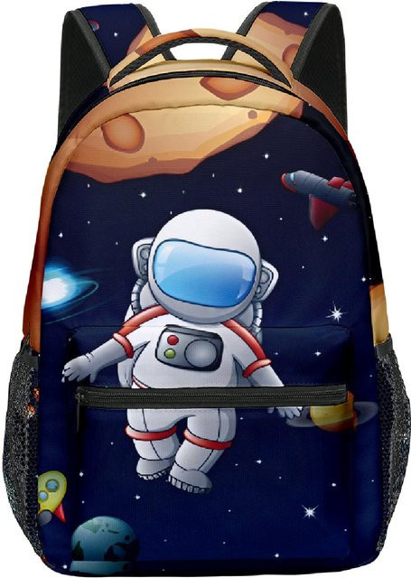 Fancy Style Studio Astronauten Rucksack mit 3D-Druck in Blau, wasserdichter Schulrucksack für Jungen und Mädchen - Bild 1