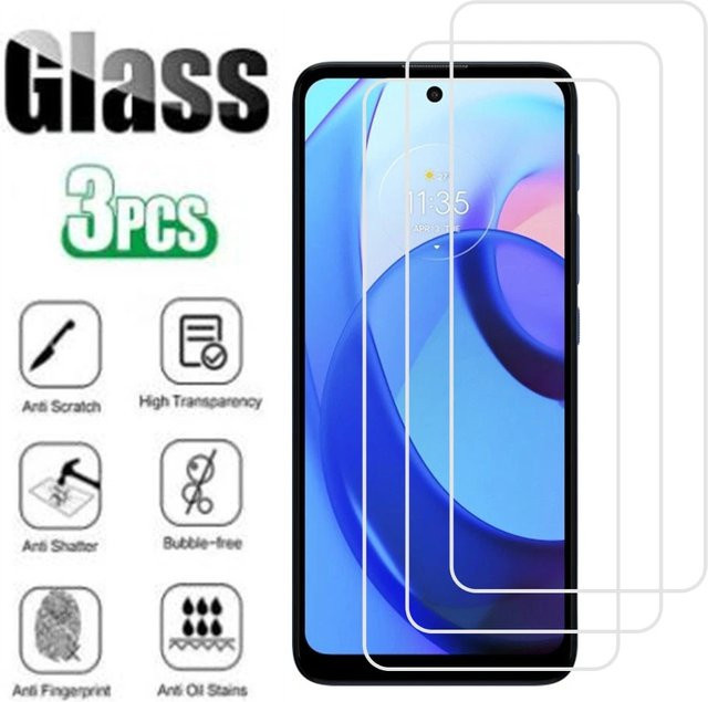 3er-Set Displayschutzfolie aus gehärtetem Glas für Motorola Moto G10 G30 G50 G9 Plus Play Moto One Vision Action Hyper E7 Plus E 2020, transparent - Bild 1