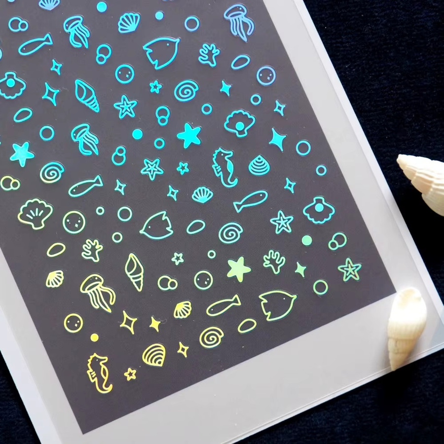 Suatelier Mini Muscheln und Quallen Laser Aufkleber in Multicolour für Scrapbooking, DIY Journaling und Nageldesign - Bild 3
