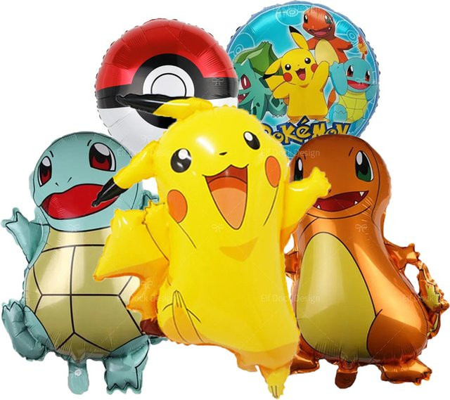 Potdemiel Pokemon Pikachu Thema Aluminiumfolienballons für deine Geburtstagsparty und Anime-Dekorationen im 5er Set - Bild 1