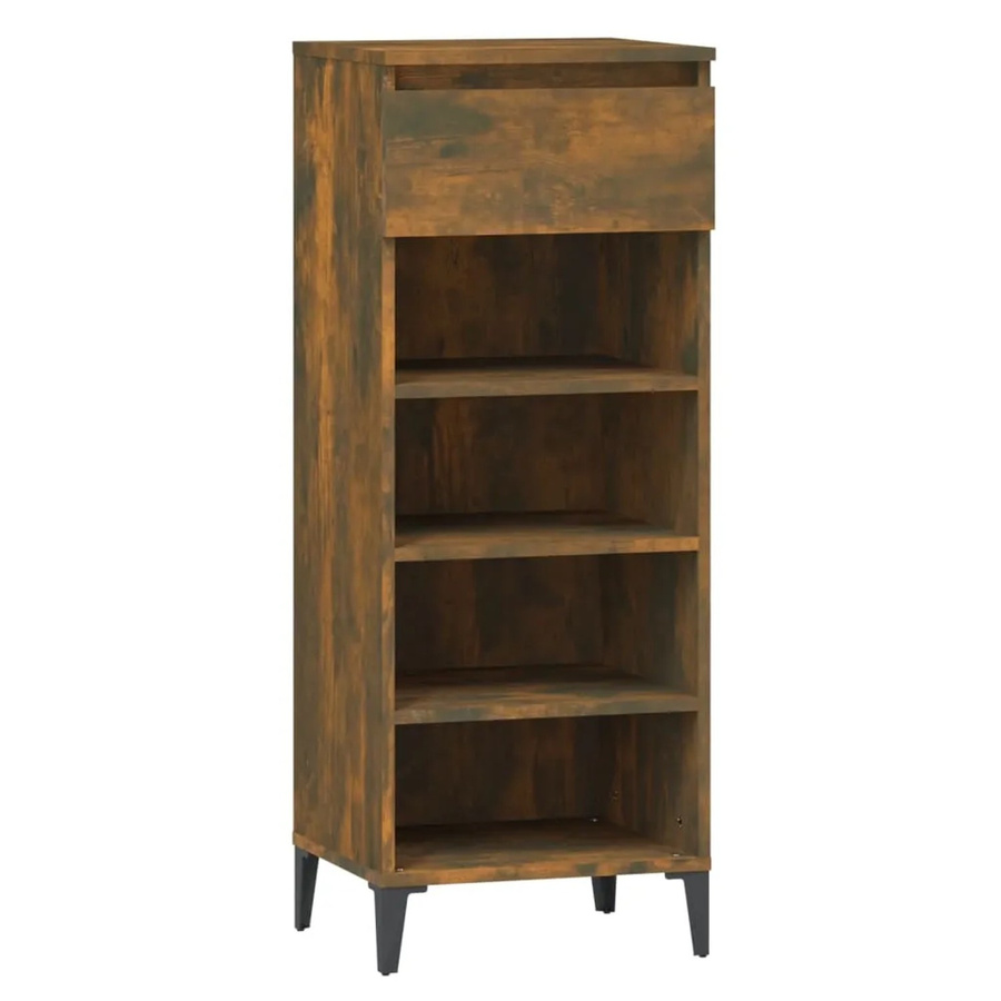 vidaXL Schuhregal Räuchereiche in Braun aus Holzwerkstoff und Metall, B/T/H: 40 x 36 x 105 cm - Bild 2