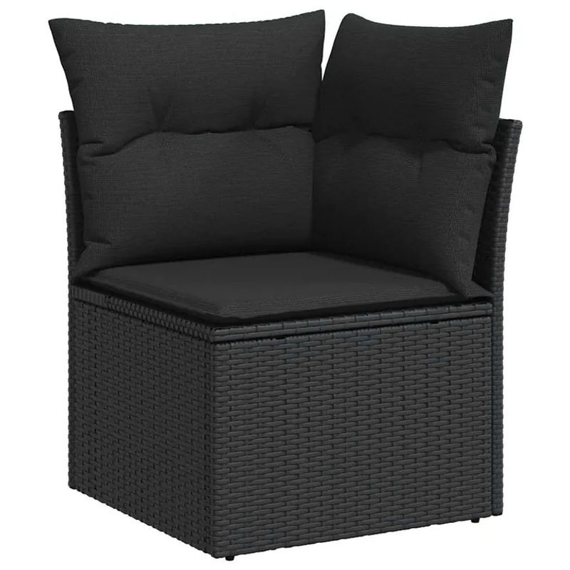 vidaXL 12-tlg. Garten-Sofagarnitur in U-Form aus Poly-Rattan in Schwarz mit Sitzkissen und Rückenkissen - Bild 3