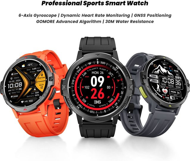 LEADOYS C31 GPS-Smartwatch in Grau mit Herzfrequenzüberwachung und 5 ATM Wasserdichtigkeit für Fitness-Tracking beim Laufen und Schwimmen - Bild 1