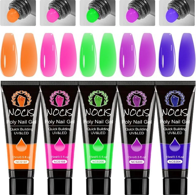NOCIS Poly Gel Nagel-Kit Starter, 5 Farben, Glänzend, Damen - Bild 1