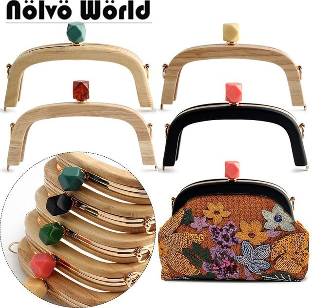 Nolvo World Holzrahmen für Handtaschen mit 8 Farben, 21 cm Kussverschluss-Schnalle als DIY Taschenzubehör - Bild 1