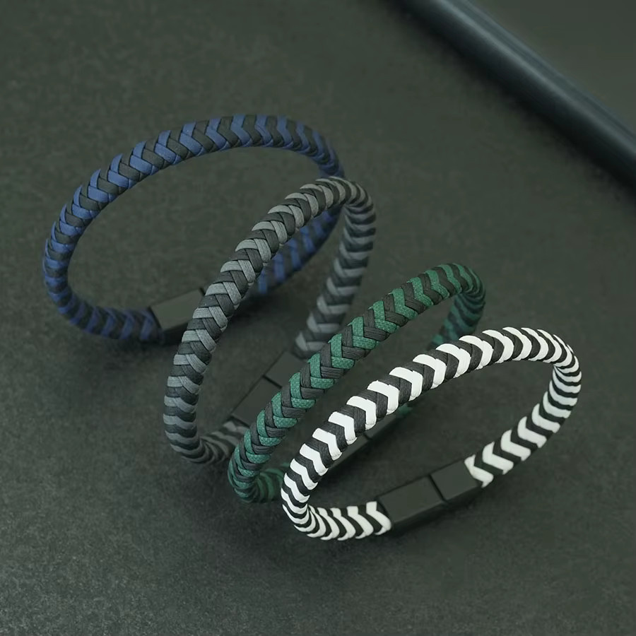 Noter Lederarmband, geflochten, Schwarz, Herren - Bild 2