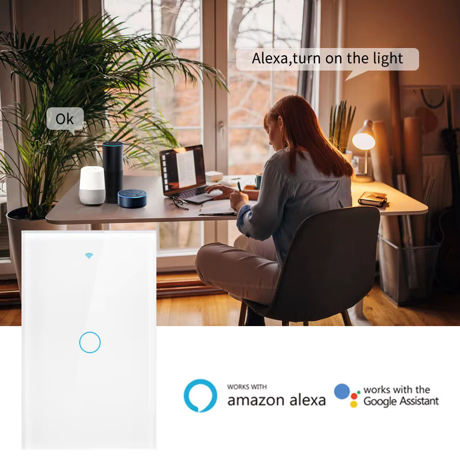 Szaoju Smart Wandschalter Weiß WiFi Touch-Sensor ohne Neutralleiter kompatibel mit Tuya App Alexa und Google Home - Bild 2