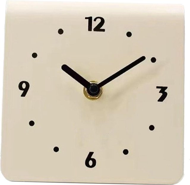 TOMTOP JMS Tischuhr Modern Analog aus Metall mit leisem Quartzwerk in Beige - Bild 1