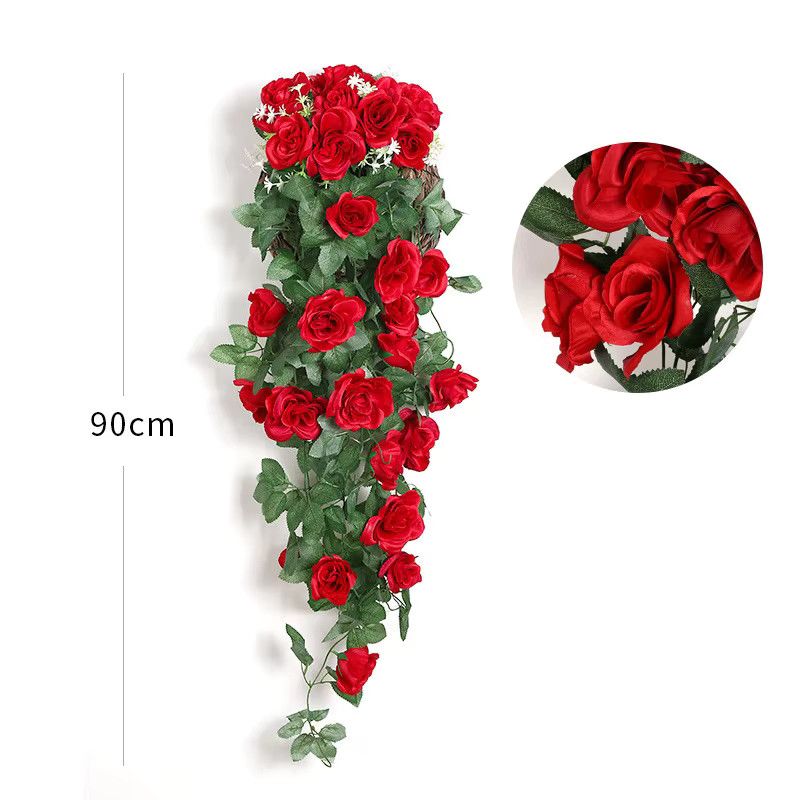 Künstliche Rosen-Wanddekoration mit Rattan-Reben in Rot von smr für Hochzeit, Party und Garten - Bild 3