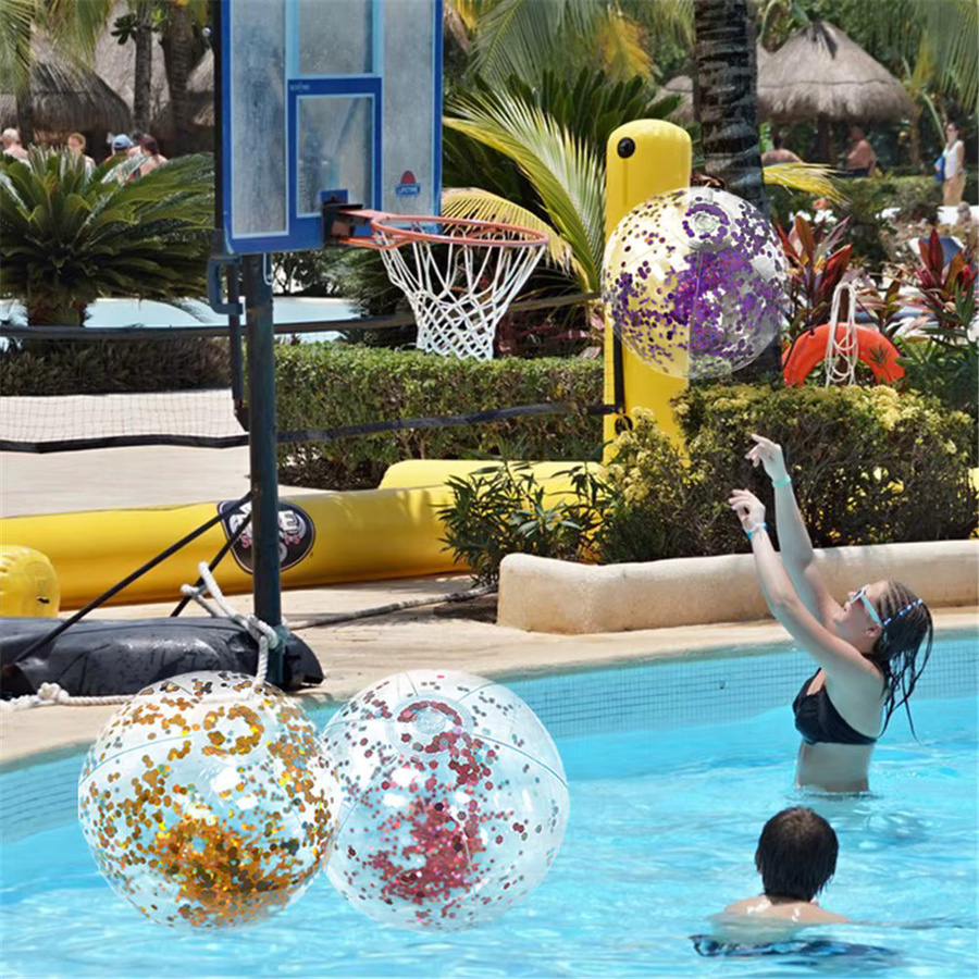 Wonflex Glitzer-Aufblasbarer Strandball, transparent, 40cm - Bild 3