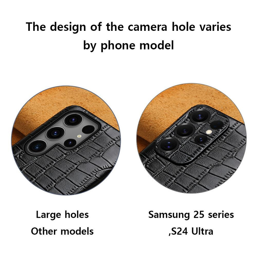 Echte Rindsleder Handyhülle für Samsung Galaxy S25 S24 S23 S22 Ultra Plus A55 5G in Schwarz - Bild 2