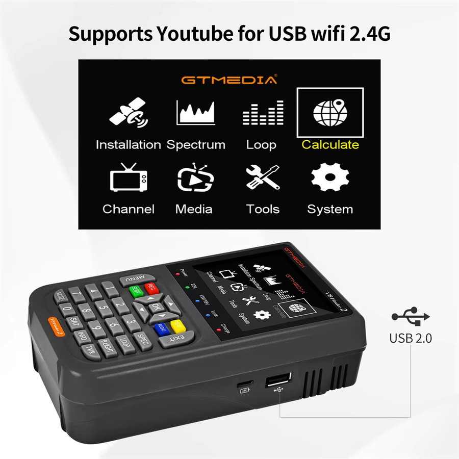GTMEDIA V8 Finder 2 Satelliten-Finder-Messgerät mit 3,5 Zoll LCD-Display, DVB-S/S2/S2X Unterstützung, 1080P Full HD und USB-C-Anschluss - Bild 4
