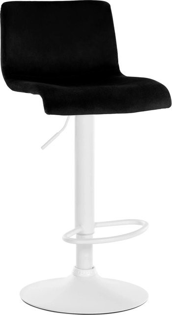 DELUKE Barhocker PESAN Barstuhl aus Samt in Schwarz und Weiß, höhenverstellbar, drehbar mit Lehne, B/T/H: 39 x 36 x 83 cm - Bild 1