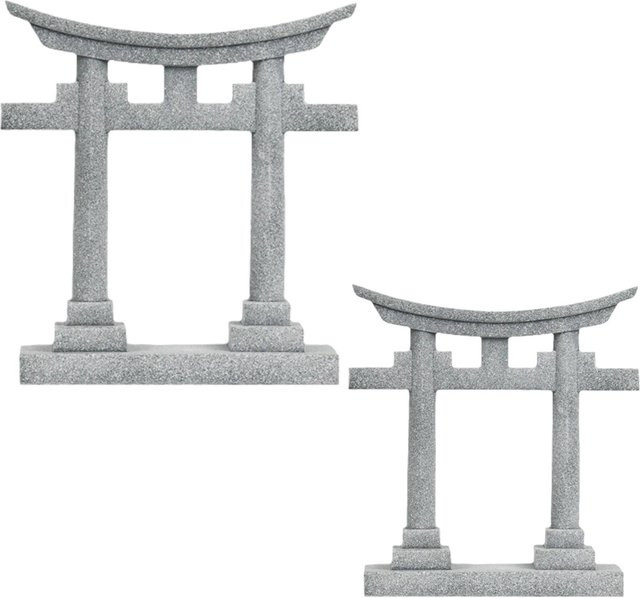 Kesoto Japanisches Torii-Tor Aquarium-Dekoration aus PVC in Grau als Landschaftsornament und Versteckhöhle - Bild 1