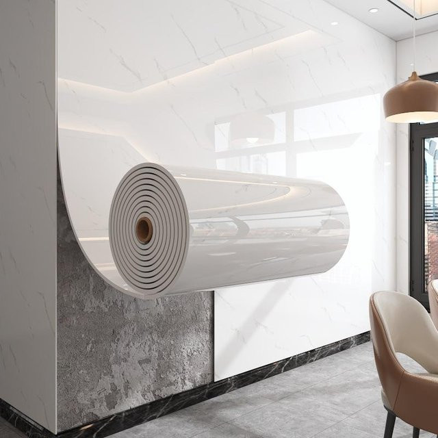 Selbstklebende Schaumstoff Tapete in Marmor-Optik, wasserdichter Wandaufkleber für Wohnzimmer und Badezimmer, Farbe: Elfenbein/Beige, Breite: 40 cm, Länge: 3 m - Bild 1
