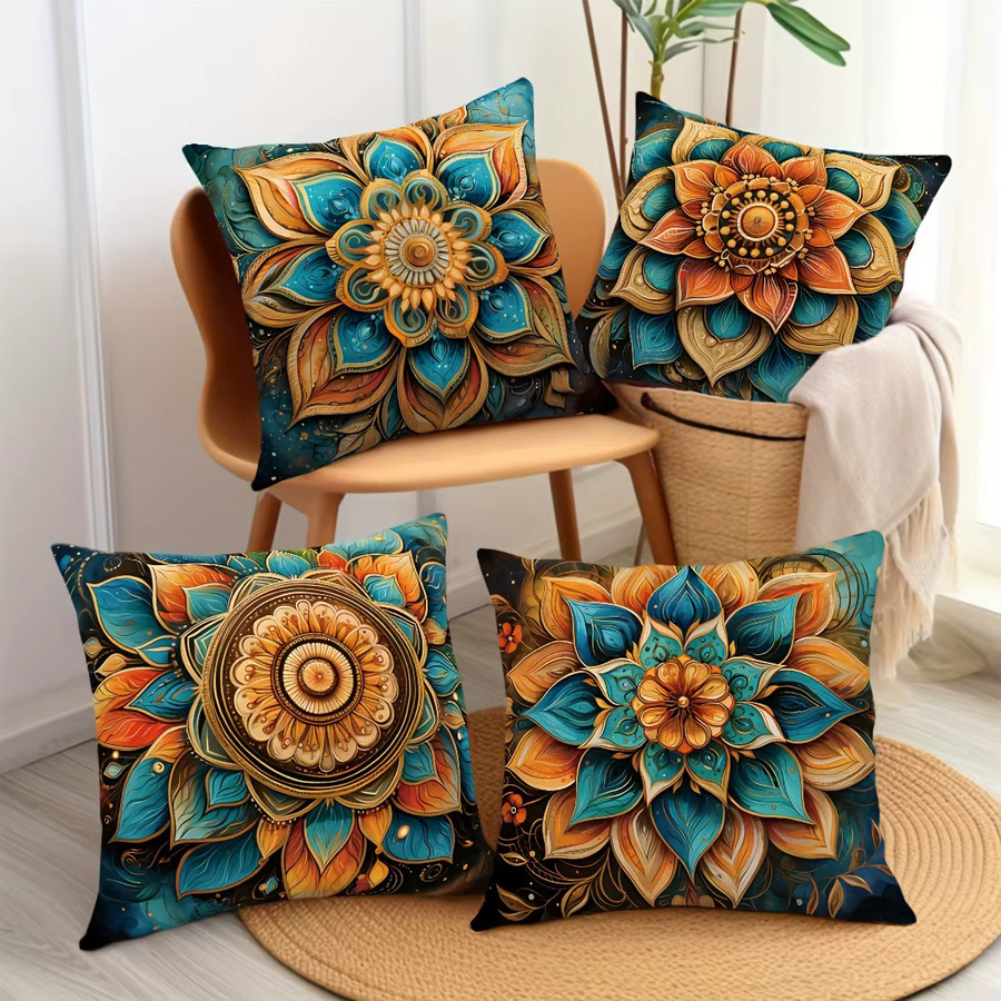 VIKAMA Mandala Kissenbezüge im orientalischen Stil, 4er Set, Mehrfarbig, B/H: 45 x 45 cm - Bild 3