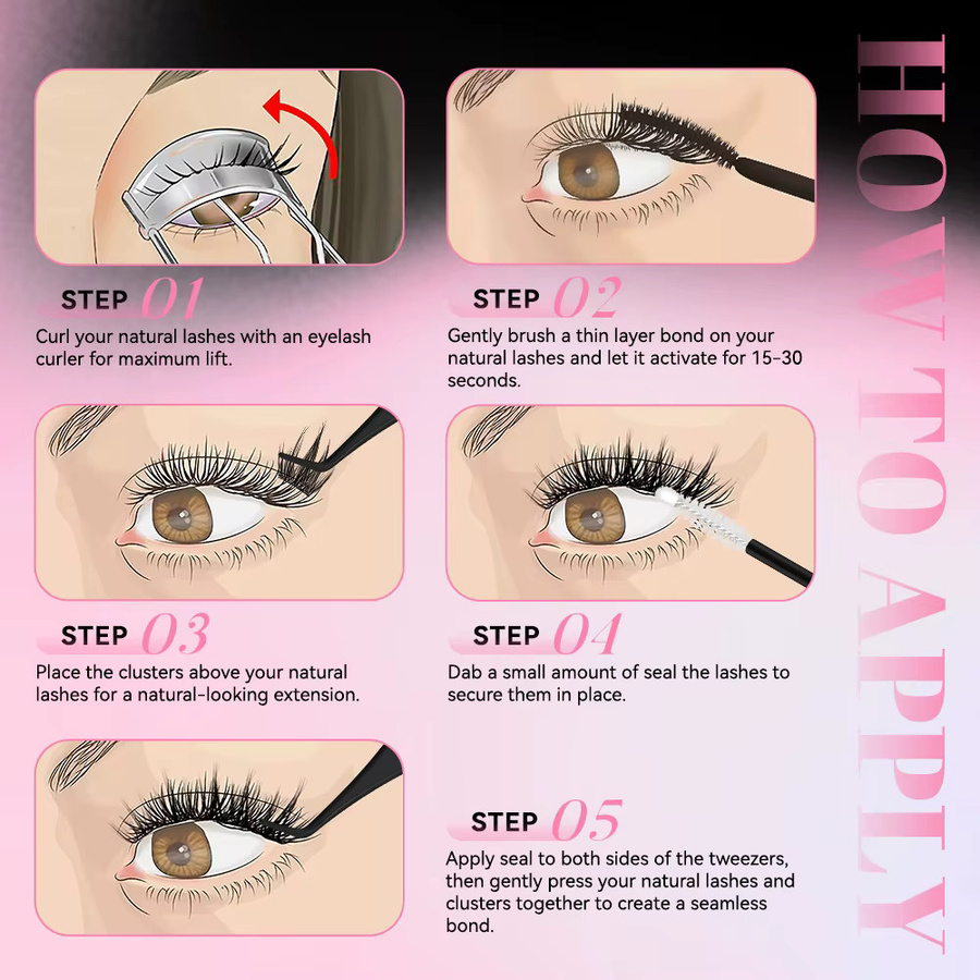 uCoolMe Lashes Aphrodite Cluster-Set, 154 Teile, Wispy Cat Eyes - Bild 3