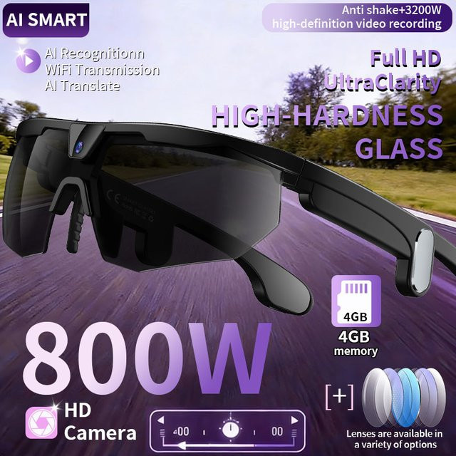LIGE AI Smart-Brille für Herren mit 800W Kamera, Sprachassistent, Echtzeit-Übersetzung und 4GB Speicher in Schwarz - Bild 1