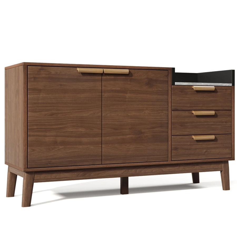 Merax Kommode in Eiche und Marmor Optik, Farbe Braun, B/T/H: 120 x 40 x 77 cm - Bild 2