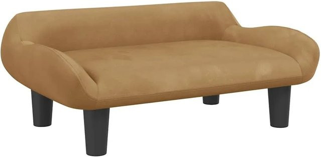 vidaXL Kindersofa aus Samt in Braun, B/T/H: 70 x 40 x 24 cm - Bild 1