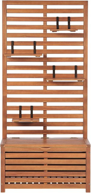 Beliani Gartenbank aus Akazienholz und Metall in hellem Holzfarbton, B/T/H: 170 x 80 x 40 cm - Bild 1