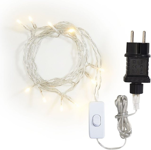 VBS LED-Lichterkette mit 10 LEDs, Ringform, transparentes Kabel und Schalter - Bild 1