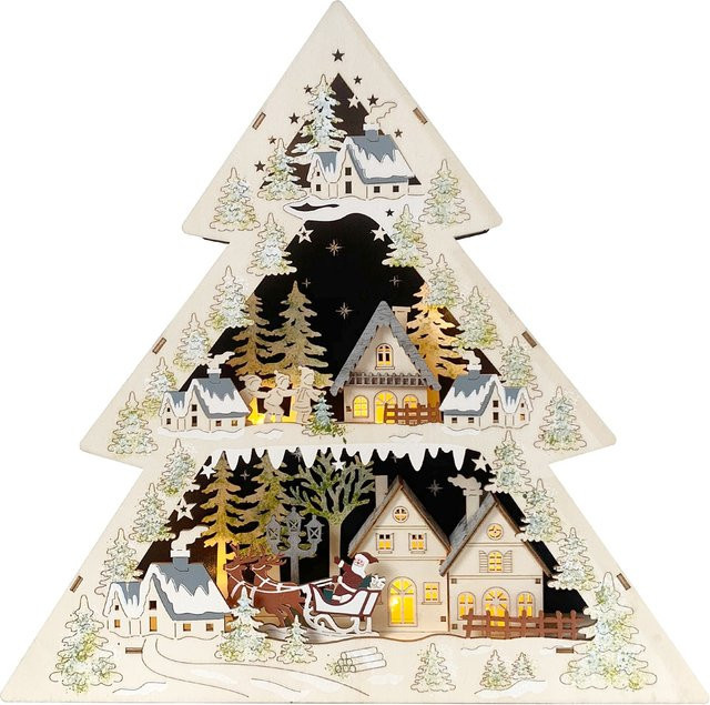 HTI-Living Leuchtspitze Weihnachtsmann zu Besuch in Weiß - Bild 1