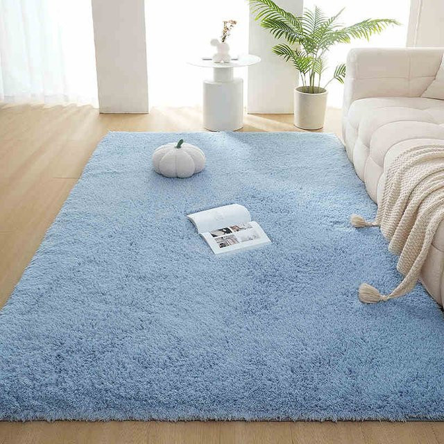 ZZ HOME Plüschteppich in See-Blau, weicher Samtteppich für Wohnzimmer und Schlafzimmer, rutschfest und waschbar, B/T: 120 x 160 cm - Bild 1