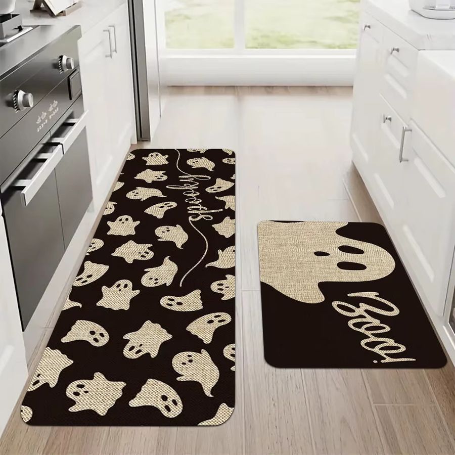 VIKAMA Halloween-Teppich mit süßem Geist, wasserabweisende und rutschfeste Bodenmatte für Küche und Outdoor - Bild 3
