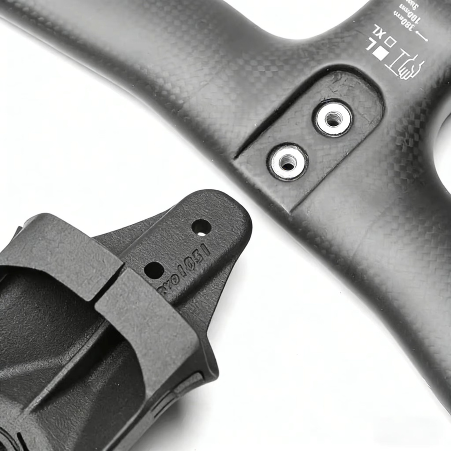 Aerodynamische 3D-gedruckte Computerhalterung für Garmin, Wahoo und Bryton in Schwarz, inklusive integrierter Tachometerhalterung für METRON 5D ACR EVO - Bild 6