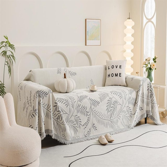 Your Warm Home Sofa Abdeckung aus gewebter Baumwolle in Weiß, Boho Design, B: 180 cm, T: 130 cm - Bild 1