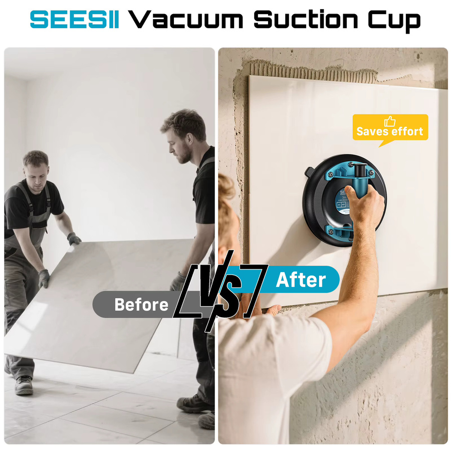 SEESII 8-Zoll Saugnapf-Hebegeräte mit Griff und Pumpe, 2er-Pack, 200 kg Tragkraft, Hochleistungs-Vakuumheber für Glas und Metall - Bild 3