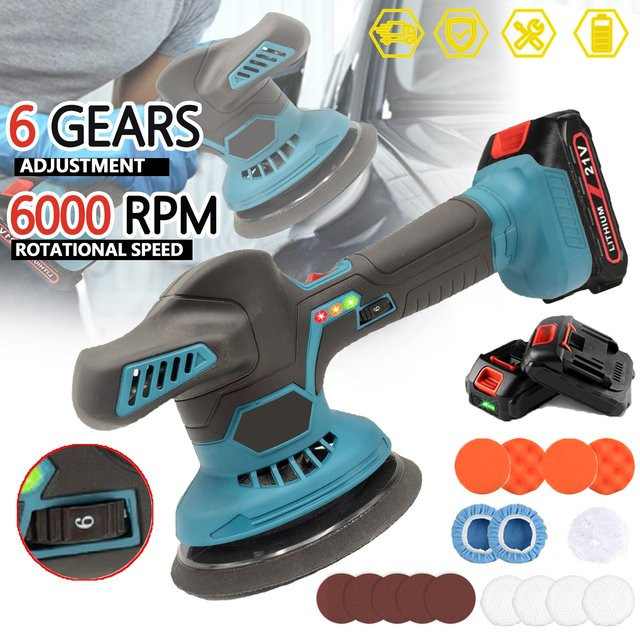 Kabelloser elektrischer Autopolierer mit 6 Gängen in Blau für Makita 21V LXT Akkus - Bild 1