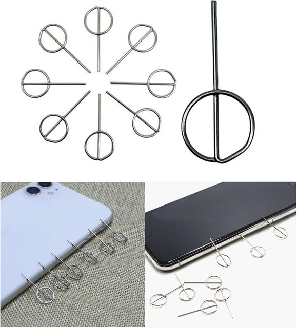 SIM-Karten Fach Pin Eject Removal Tool Nadel Öffner in Silber für iPhone Samsung Huawei Xiaomi und alle gängigen Smartphones (50 oder 100 Stück) - Bild 1