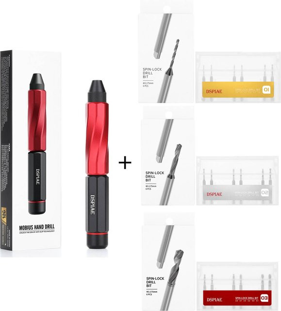 DSPIAE AT-MHD Mobius Handbohrer Hobbywerkzeug mit Spin-Lock-Doppellager in Rot - Bild 1
