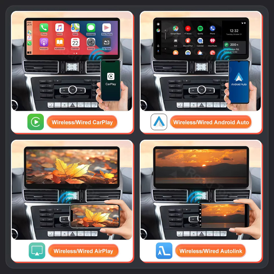 Road Top 12,3 Zoll Multimedia-Display für Mercedes Benz ML W166 GL X166 GLE GLS 2012-2018 mit Wireless CarPlay und Android Auto in Schwarz - Bild 3