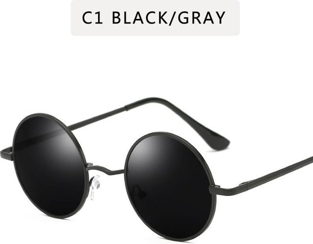 Yiran bag Sonnenbrille, Rund, Vollrand, Metall, Schwarz, Unisex, Polarisiert - Bild 1