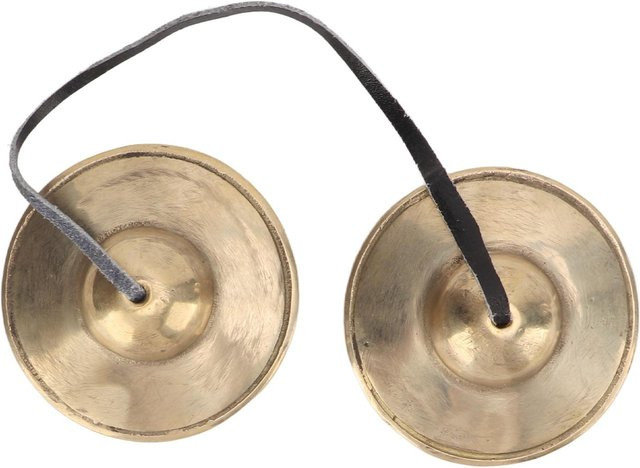 Handgefertigte tibetische Tingsha-Becken von Igeteck aus Messing in Beige und Gold - Bild 1