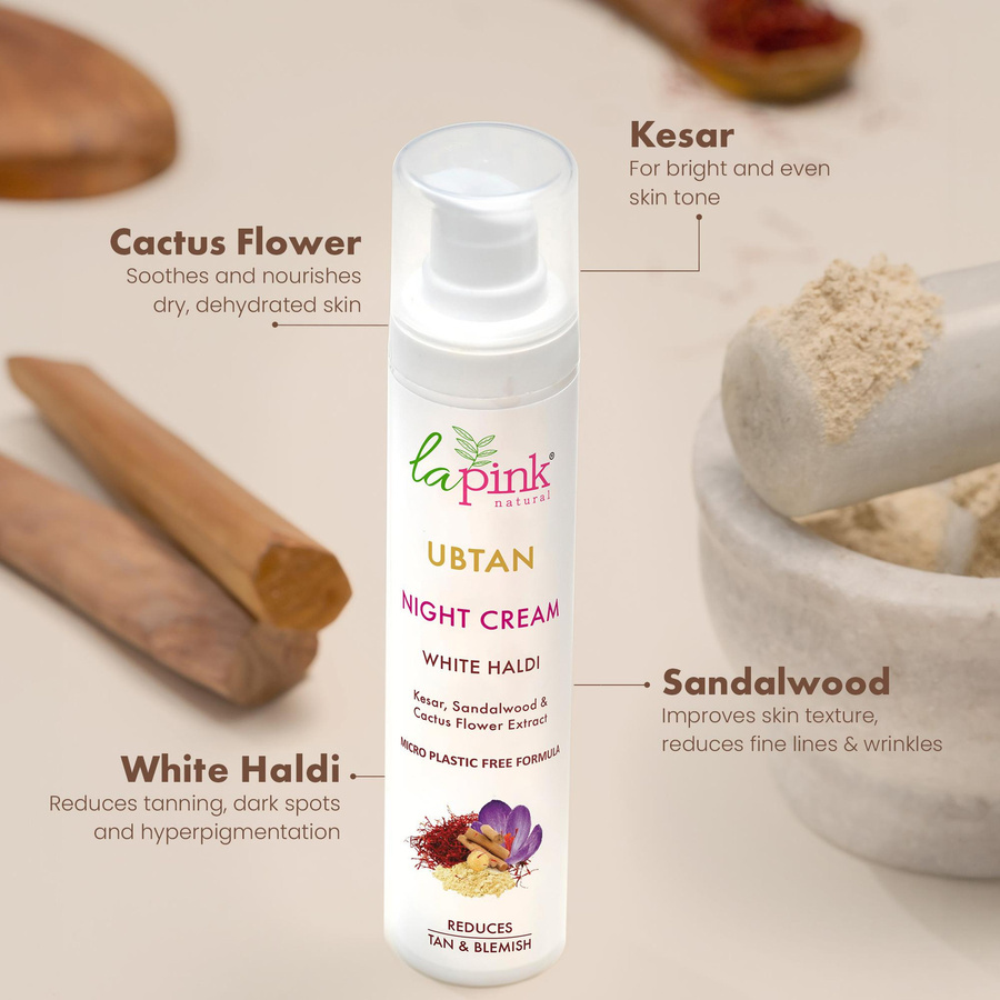 La Pink Ubtan White Haldi Nachtcreme, 50g, mit Vitamin C - Bild 4