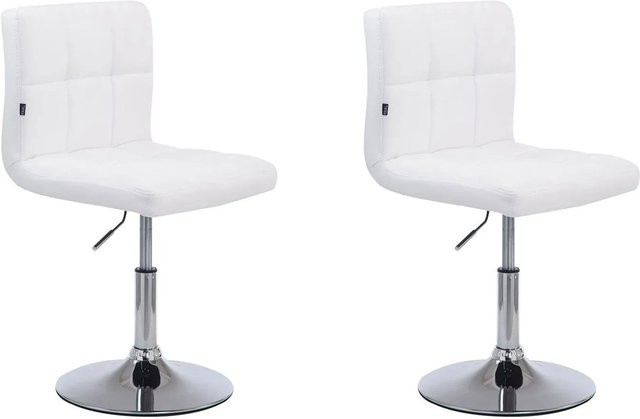DELUKE 2er Set Barhocker BANGKO in Weiß aus Kunstleder, höhenverstellbar und drehbar mit Lehne, B/T/H: 44 x 49 x 74 cm - Bild 1