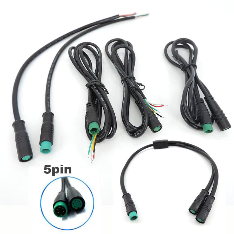 Wasserdichtes M8 E-Bike Verlängerungskabel mit 5-Pin-Stecker und Buchse in Schwarz - Bild 3