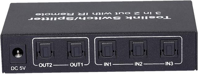 Andoer NKT32 Toslink Kabel Switch Splitter SPDIF Optischer Audio Splitter Schwarz - Bild 1