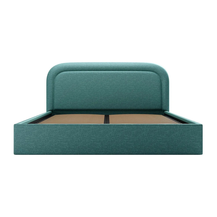 Vente-unique Bett Fireza mit Bettkasten in Blau, gepolstert, Melierter Stoff, B/T/H: 180 x 200 x 215 cm - Bild 2