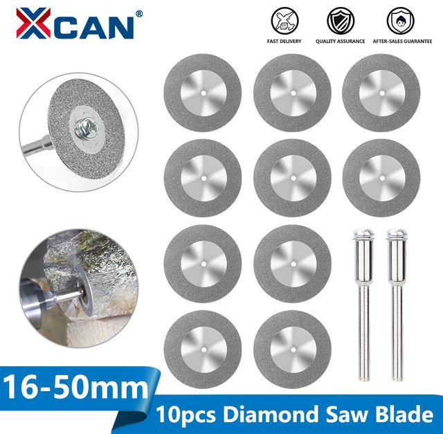 XCAN 10 Stück Diamant-Sägeblatt Set für Dremel-Drehwerkzeuge, Mini-Diamant-Schleifscheiben und Kreissägeblätter, Durchmesser: 16–60 mm - Bild 1