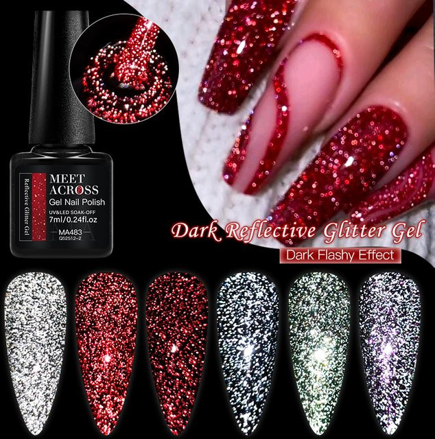MEET ACROSS Red Series Glitzer-Gel-Nagellack, 7 ml - Bild 1
