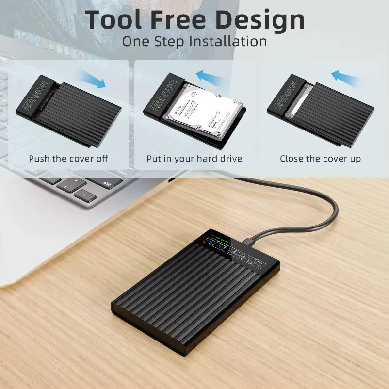 VIKEFON HDD SSD Gehäuse 2,5 Zoll SATA USB 3.1 Box in Schwarz für PC und Laptop mit 6 Gbit/s - Bild 6
