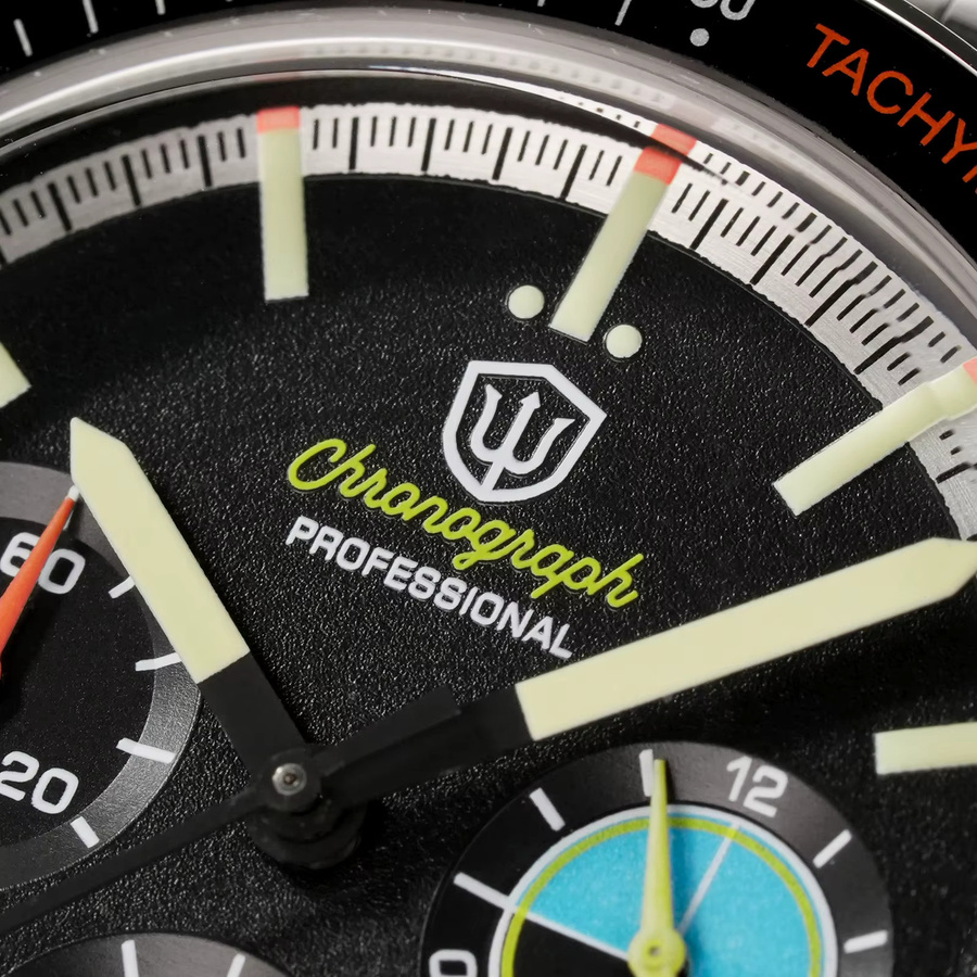 Watchdives Chronographenuhr, Edelstahl, 39 mm, Herren, Schwarz - Bild 4