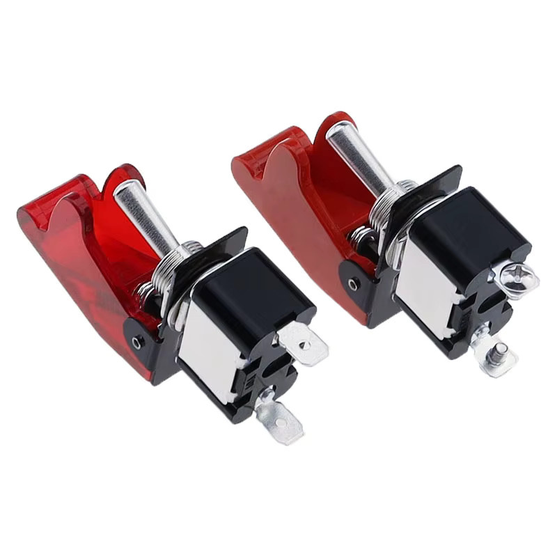 KN3A-101 Kippschalter mit Kipphebel und Kappe, 2-Pin, 2-Gang ON-OFF, 10A 125V/250V AC, Universal für 12V, 24V, 48V, 110V, 220V, Farbe: Rot/Transparent - Bild 3