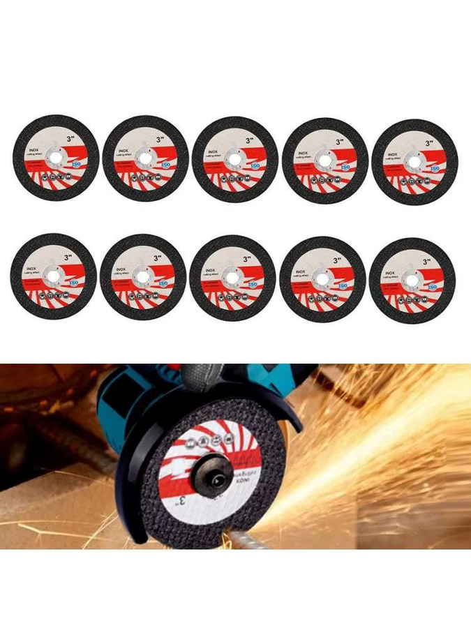 Vibratite Mini Trennscheiben Set 10 Stück, Durchmesser: 75 mm, Schwarz, zum Schneiden und Schleifen von Metall und Holz für Winkelschleifer - Bild 7