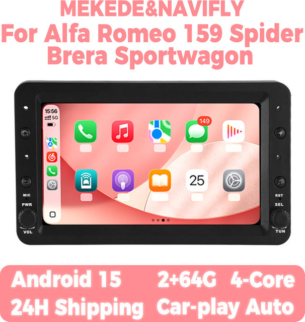 STRONGNAVI Android 15 Autoradio für Alfa Romeo 159 Spider Brera Sportwagon mit GPS-Navigation, kabellosem CarPlay und Android Auto, Schwarz - Bild 1